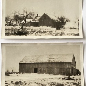 Fotografia antica istantanea lotto di 2 vita di fattoria bella fienile agricoltura artistica - Foto 1 di 9