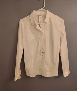 NWT Akris Punto Sz 14 Long Sleeve White Blouse - Picture 1 of 6