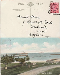 South Australia to UK PORT ADELAIDE Squared Circle QV 1d Portland Bay ppc 1907 - Picture 1 of 1