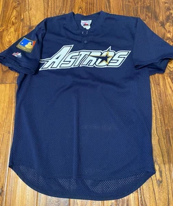 Camiseta deportiva de práctica de bateo estrella dorada azul marino usada de Houston Astro 1994 125th - Imagen 1 de 11