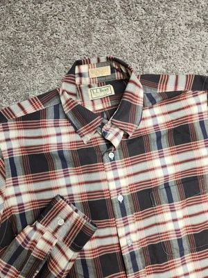 Camisa LL Bean Para Hombres 15.5-36 Marrón A Cuadros Abotonada Aguja Única Sastrería EE. UU. Foto 1 de 4