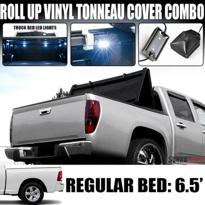 For 02-09 Dodge Ram 6.5' Bed Tri-Fold Soft Vinyl Tonneau Cover+White LED Lights - Imagem 1 de 4