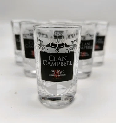 🔥 Lot de 6 Verres Shooter Clan Campbell Whisky – Collection Bar Pub 🔥 - Photo 1/4