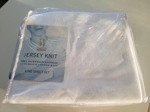 Wamsutta Jersey Knit King sheet pillowcase set 100 % Egyptian Cotton White Beach - Picture 1 of 1