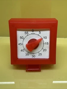 Vintage 60's Red Plastic Kitchen Timer 3 1/2" Tall x 3 1/4" Tested and Works! - Picture 1 of 5