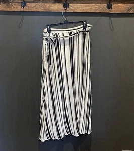 Time & Tru midi Striped Wrap Skirt Large Business Casual Office Preppy Belt - Picture 1 of 8