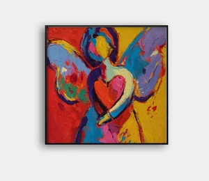 💖 Angel with Heart Giclée 🕊️ 24x24 Fine Art | COA | "Framed" by Peter Max V29 - Picture 1 of 8