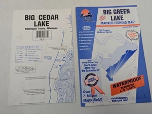 Fishing Hot Spots Lake Maps Wisconsin Series Big Cedar Lake Big Green Lake - Picture 1 of 5