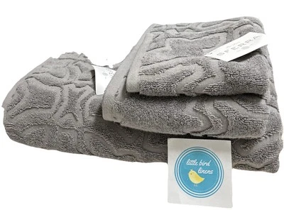 3 шт. набор полотенец Sferra Moresco ЖЕЛЕЗНЫЙ СЕРЫЙ 1 ванна + 1 рука + 1 мочалка новая Португалия - Изображение 1 из 4