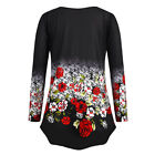 Women Tunic Tops Floral Print Button Up Long Sleeve V Neck Blouse Summer Autumn