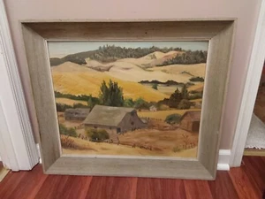 Landscape Old Barn Original Oil on Canvas Signed by Artist - Vintage Painting - Picture 1 of 10