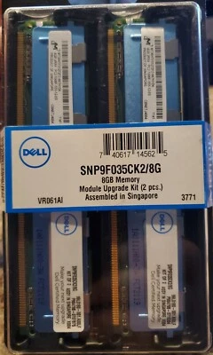 New Genuine Dell 8GB Server Memory Upgrade Kit SNP9F035CK2/8G 2x4GB PC2-5300 - Image 1 of 4