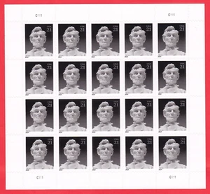 2014 ABRAHAM LINCOLN STAMP PRESIDENT SHEET of 20 BLACK and WHITE STATUE MNH - Picture 1 of 1