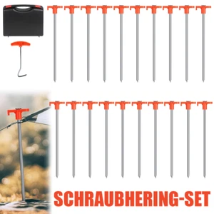 20x Zelt Heringe Stahl Schraubheringe Robuste Erdnägel Gewinde für Camping 25cm - Bild 1 von 11