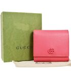 GUCCI Marmot GG Logos Bifold Wallet Purse Leather Pink Made In Italy 85RG026