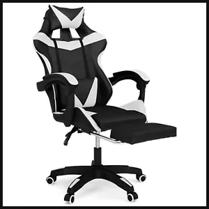 Sedia da Gaming con Poggiapiedi Poltrona Cuscino Lombare Regolabile e Resistente - Foto 1 di 6
