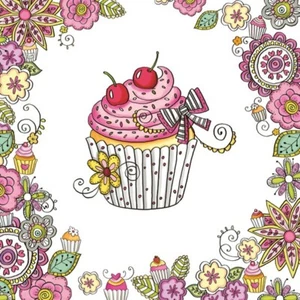 (2) TWO Decoupage Paper Napkins - NAPKIN CUPCAKE DESSERTS FLOWERS BOTANICAL - Picture 1 of 9