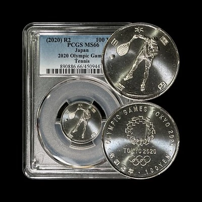 JAPAN. 2020, 100 Yen - PCGS MS66 - Top Pop 🥇 Tokyo Olympics, Tennis, Reiwa 2 - Image 1 of 4