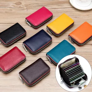 Short Women's Leather Zipper Wallet Credit Card Holder Mini Purse Handbag Clutch - Picture 1 of 14