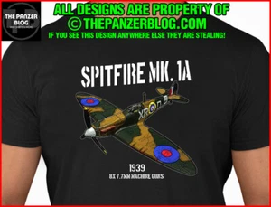 Spitfire Mk 1A T-Shirt WWII British Aircraft - Picture 1 of 49