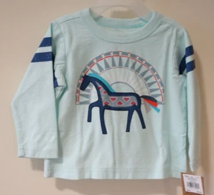 NWT Tea Collection Key Blue Dakota Graphic Tee Top Girl's Size 6-9M - Picture 1 of 1