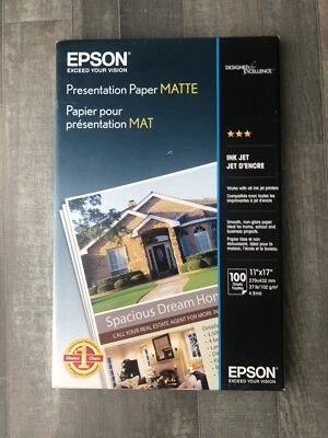 Epson Presentation Paper Matte 11 x 17 27lb 4.9 mil 100 Sheets Ledger Size - Image 1 of 2