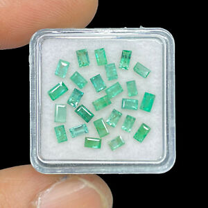 25 Pcs Natural Emerald 2.8mm-3.6mm Baguette Cut Sparkling Green Loose Gemstones