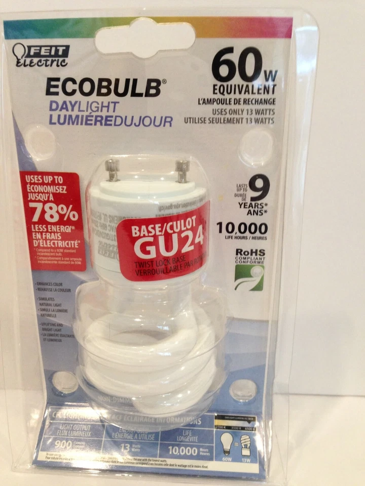 Feit Ecobulb - GU24 Base- CFL-Non Dimmable Light- 60 Watt Equivalent - Image 1 of 3