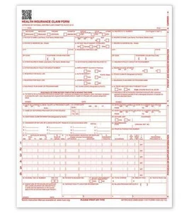 1000 CMS-1500 Laser Insurance Claim Form / Deluxe 60150X / Size: 8.5 x 11 - Picture 1 of 1