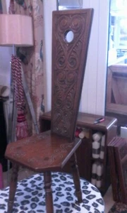Oak wooden spinning wheel chair seat height 34cm - Picture 1 of 5
