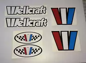 6 WELLCRAFT BOAT decals Emblem Marine Vinyl 6 declal set - Picture 1 of 1