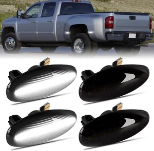 White LED Dually Fender Side Marker Lights for 01-14 Chevy GMC Smoked Lens 4PCS - Picture 1 of 12