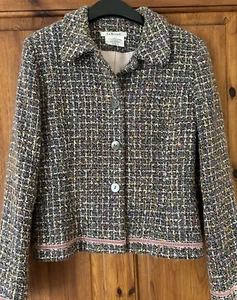L.K. Chaqueta Blazer BENNETT Vintage Estilo Tweed Mezcla Lana Ocasión Forrada Talla 10 - Imagen 1 de 12