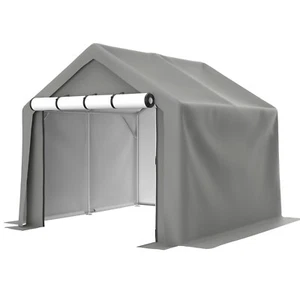 Gerätehaus 244x241x217cm Motorrad Fahrradgarage Gartenschuppen Lagerzelt Grau - Bild 1 von 9