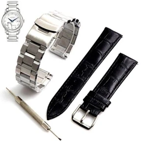 Steel and Leather Replacement Watch Band Fits Citizen AW7020-51A J850-S105943 - Picture 1 of 6