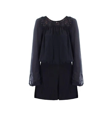 NEU MICHAEL KORS Damen Schwarz Spitze Chiffon Overall Jumpsuit Strampler  $155 - Bild 1 von 4