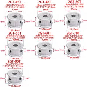 2GT 45-80Teeth Timing Belt Pulley Pitch 2mm Tooth Width 11mm Synchronous Wheel - Picture 1 of 10
