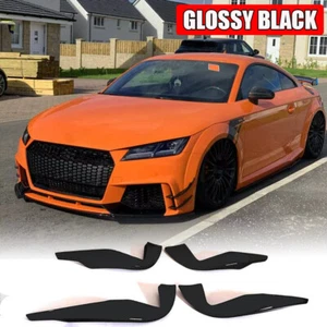 Fits Audi TT RS TTRS 2016-18 GLOSSY BLACK Front Bumper Splitters Fins BODYKIT - Bild 1 von 5
