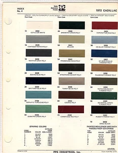1972 CADILLAC CALAIS DE VILLE FLEETWOOD ELDORADO 72 PAINT CHIPS DITZLER 21PC - Foto 1 di 1