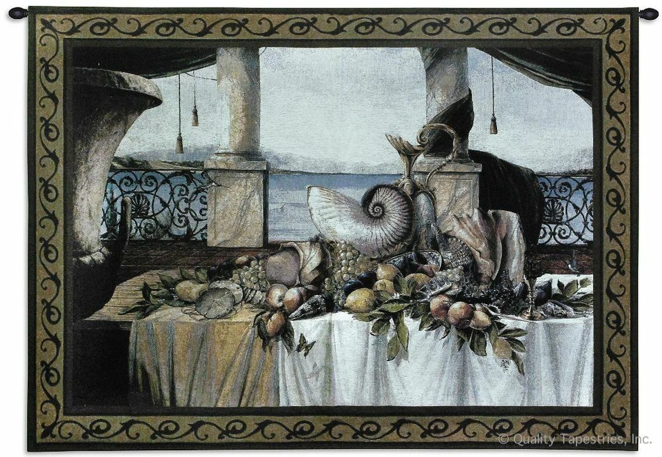 Tapiz colgante de pared tejido Promessa D'Estate ventana italiana escena del mar 53x40 NUEVO Foto 1 de 4