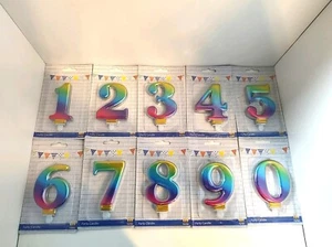 Velas de cumpleaños número metálico arco iris 0-9 - Imagen 1 de 22
