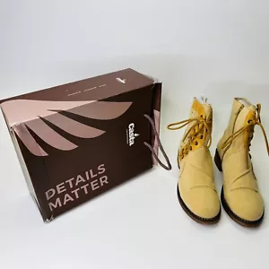 Casta Rasta Mustard Women's Ankle Boots Canvas Made In Portugal - Picture 1 of 7