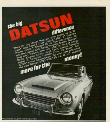 1968 Datsun 1600 2000 Daytona Winner F-Class Champ 135hp Original Print Ad - Image 1 of 2