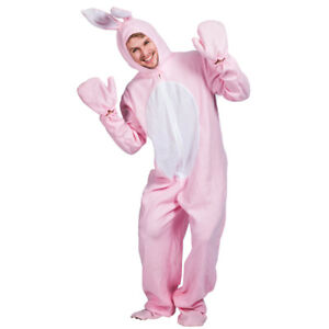 Adult Easter Bunny Rabbit Costume Plush Mens Ladies Mascot Fancy Dress Outfit