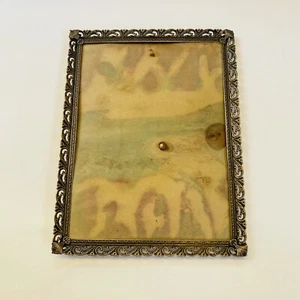 Vintage Gold colored Brass Picture Frame With Wooden Back 10.5” x 8” - Picture 1 of 11