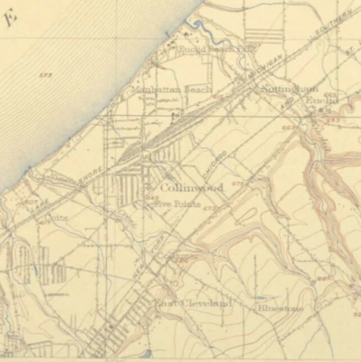 Vintage EUCLID Ohio Map Wall Art East Cleveland Topographic South Collinwood - Image 1 of 4