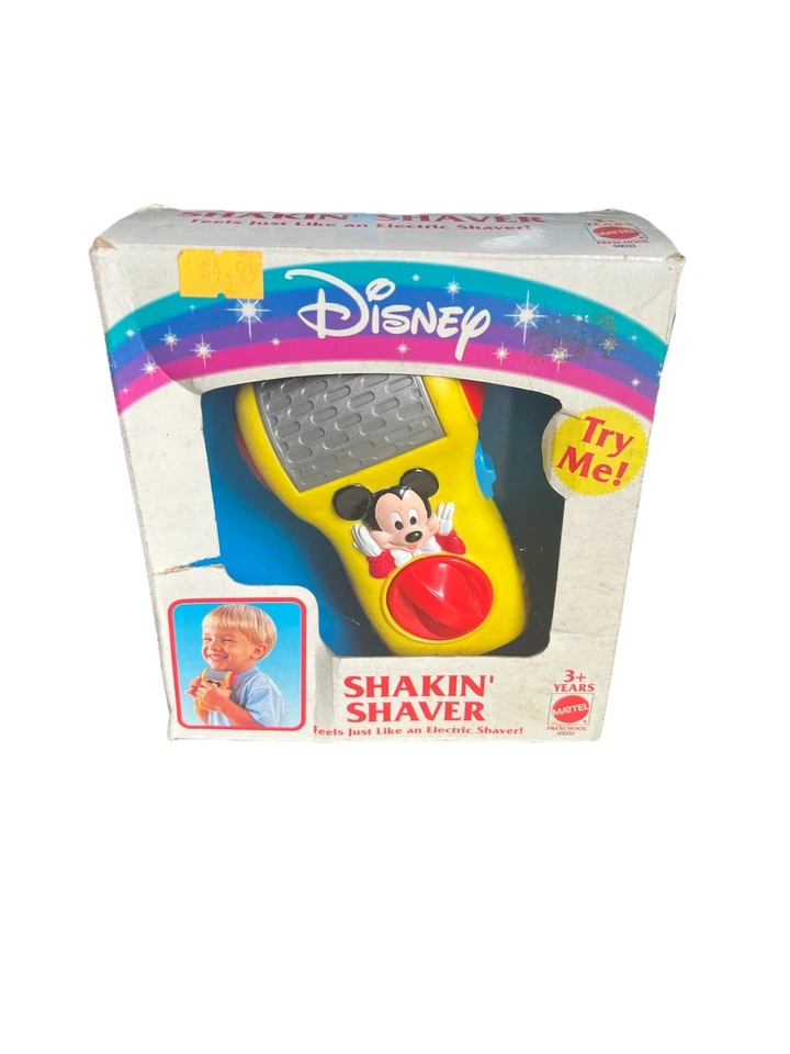* Vintage Mickey Mouse Toy Shaver Razor Disney Wind-up *WORKS*