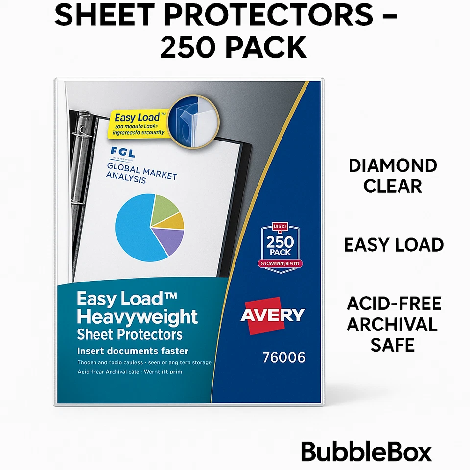 Avery Heavyweight Clear Sheet Protectors 8.5x11 3-Hole Top Load 250 Ct - Image 1 of 4