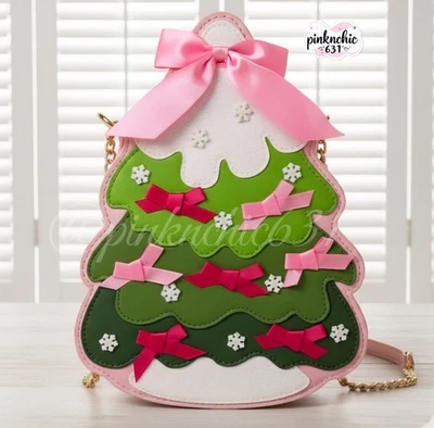 Cartera Bandolera Betsey Johnson Kitschy Árbol de Navidad Rosa Arcos Foto 1 de 4