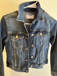 NWT Old Navy Dark Denim Jacket Girls Size Large 10-12 Cotton/Spandex - Picture 1 of 2